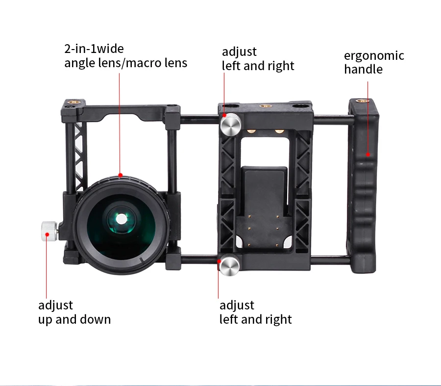 MAMEN фотографии Держатель мобильных телефонов для клетка с 0.45x 2-в-1 Широкоугольный макрообъектив для смартфона съемки видео фото Универсальный