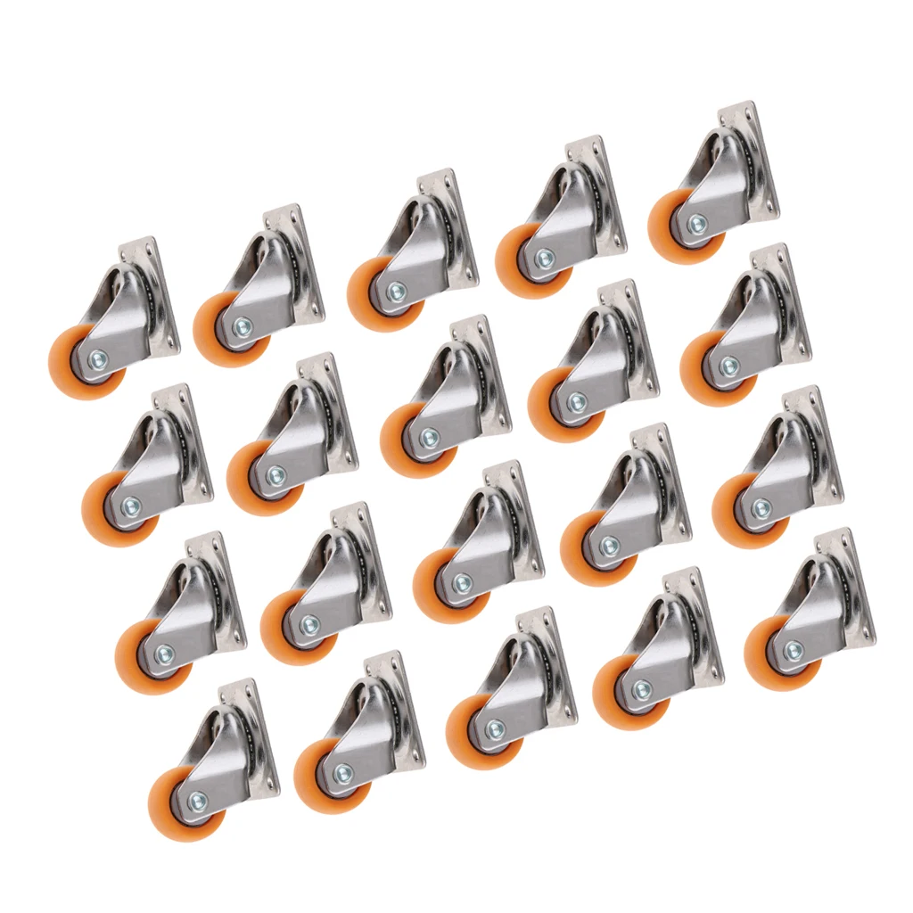 20 Pieces Nylon All Swivel Caster Wheels Plate Caster for Trolleys Wheel 1