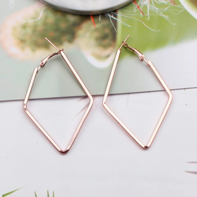 Fashion Korea Geometric Hoops Earring For Women Gold Color Punk Style Rings Women Earring Fashion Jewelry 2021 Trend,1 Pair 3