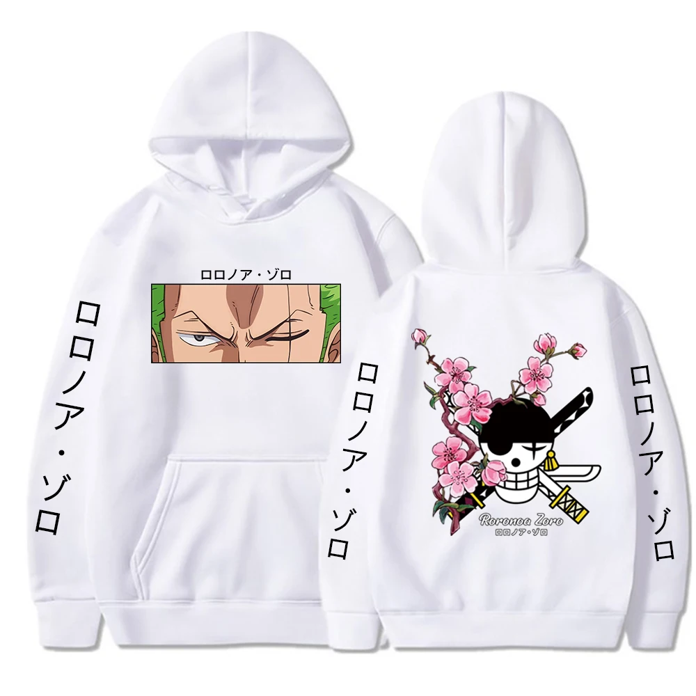Hot One Piece Anime Hoodie Roronoa Zoro Print Pullover Tops Long Sleeve Loose Casual Fashion Uniex Streetwear | Мужская одежда