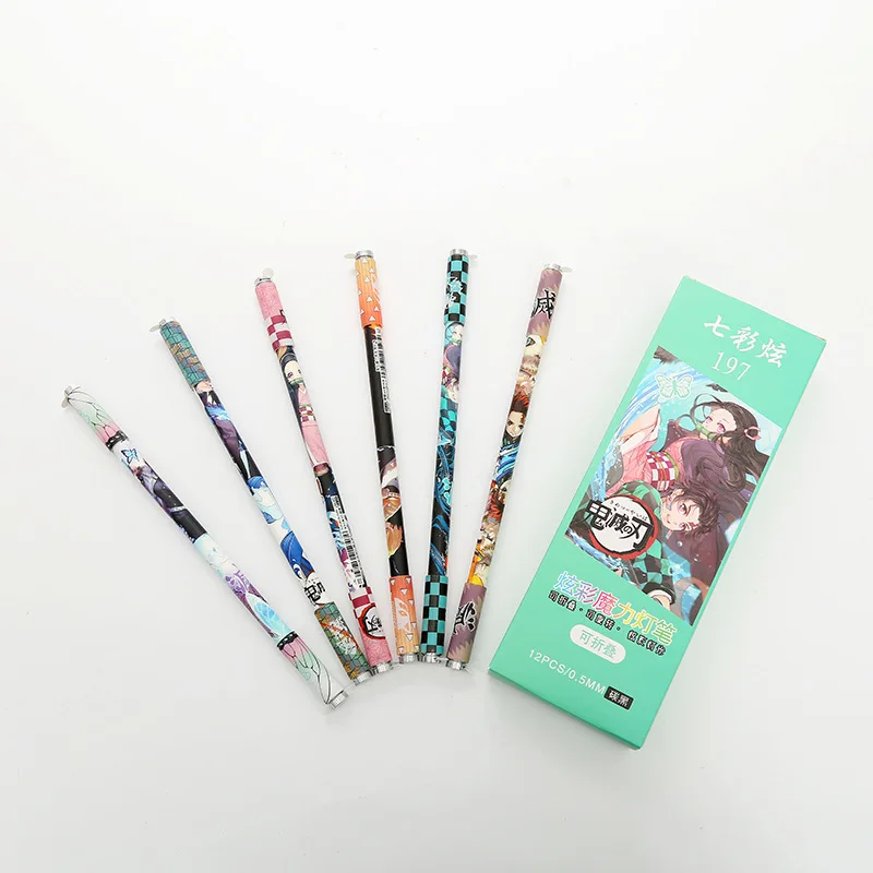 

12Pcs Anime Demon Slayer Turning Pens Nezuko Zenitsu Kyoujurou Pen Creative Stationery Student Writing Tool Learning Supplies