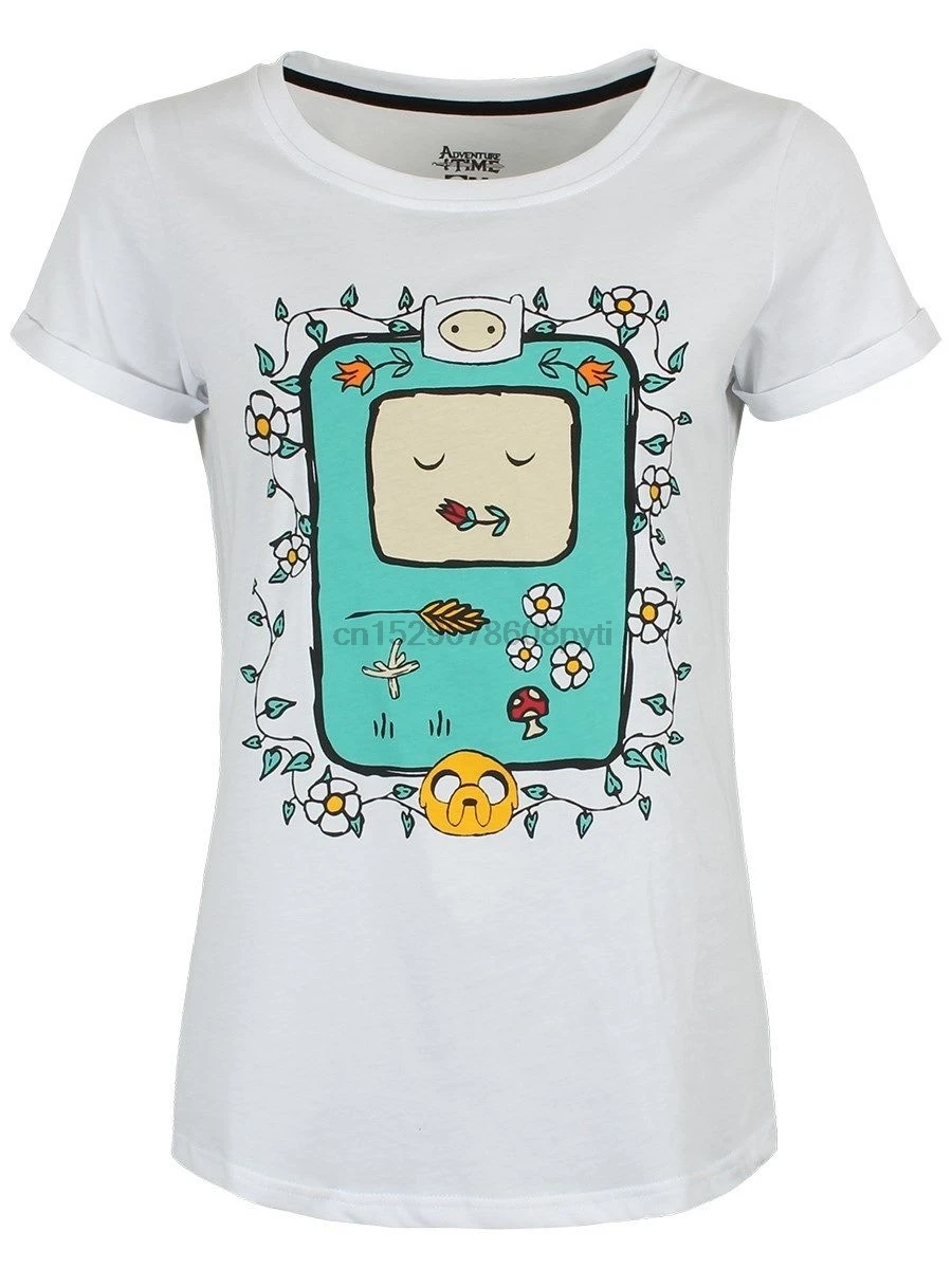 Adventure Time WomenBMO Футболка с цветами WhiteCartoon Мужская Унисекс Новая модная футболка
