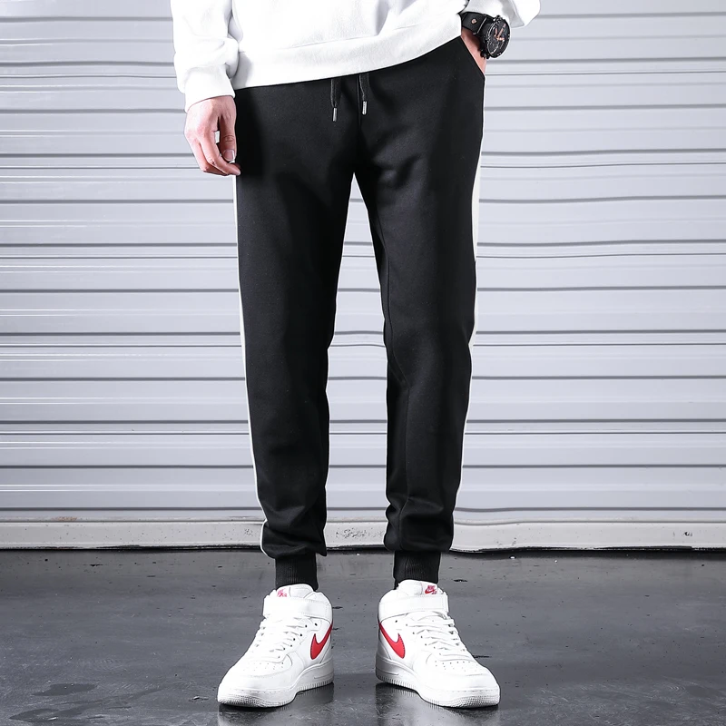 Новый спортивный Штаны для Для мужчин Повседневное трек черный Slim Fit Jogger брюки с