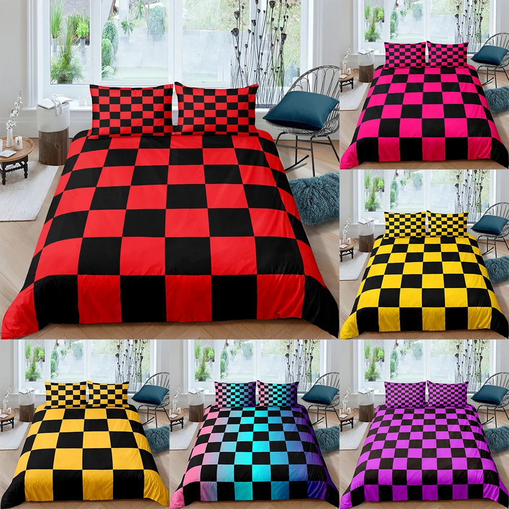 

Home Living Luxury 3D Checkerboard Bedding Set Duvet Cover Set Pillowcase Kids Bedding Set Queen and King EU/US/AU/UK Size