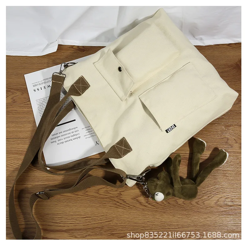 

MORI Series One-Shoulder Large Bag 2019 New Style Fashion Canvas Bag Cute Ugly Adorable Doll Hand Large-Volume Tote Bag