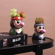 Resin Head Design Succulents Plant Pot Cartoon Cactus Planter 10 Styles Collection Human Sculputre Pen Holder