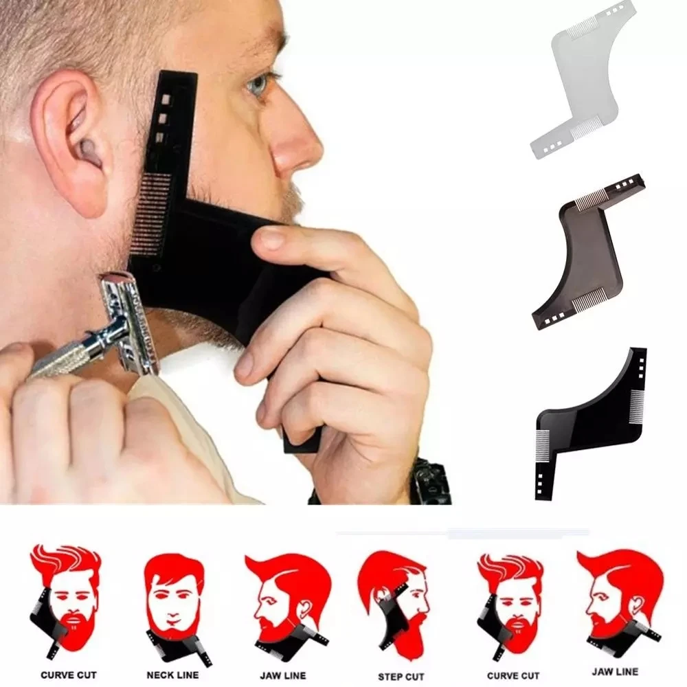 

1Pcs Barber Beard Styling Shaping Template Comb Men Razor Symmetry Trimming Shaper Stencil Ruler Shaving Brush New Design