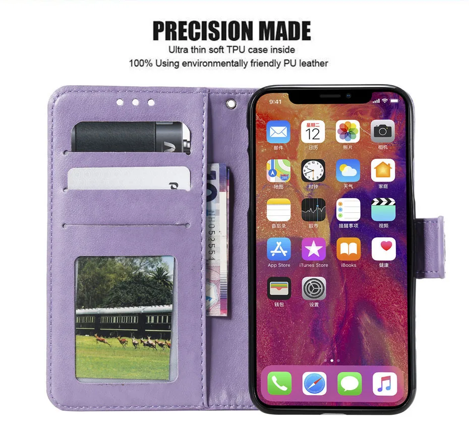 xiaomi leather case card Cú Hoạt Hình Hoa Văn Da Điện Cho Redmi Note 8 Pro 8Pro 5 6 7 7A 8A Ví Dành Cho xiaomi Mi 8 Lite 9 SE CC9E A3 Trường Hợp xiaomi leather case custom