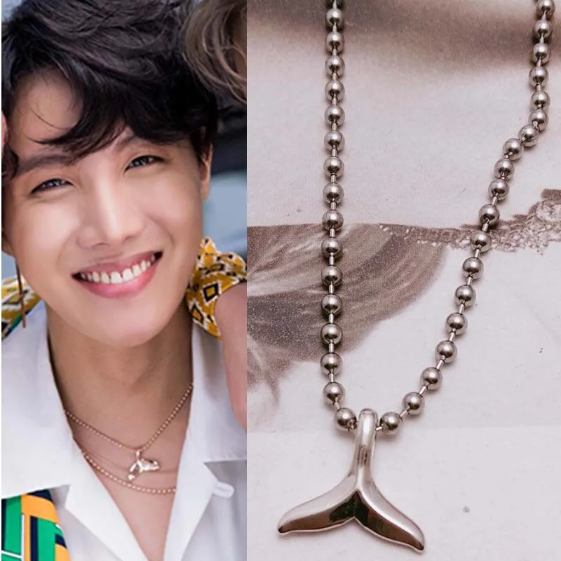 

kpop jin suga dolphin tail section with its Pendant Necklace k-pop Bangtan boys bracelets bangles k pop stainless steel Jewelry