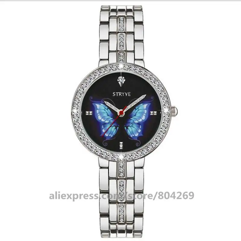 

20pcs/lot Luxury Rhinestone Women Watches Creative Sweet Dial Quartz Wrist Watch Alloy Ladies Dress Clock sb19082804