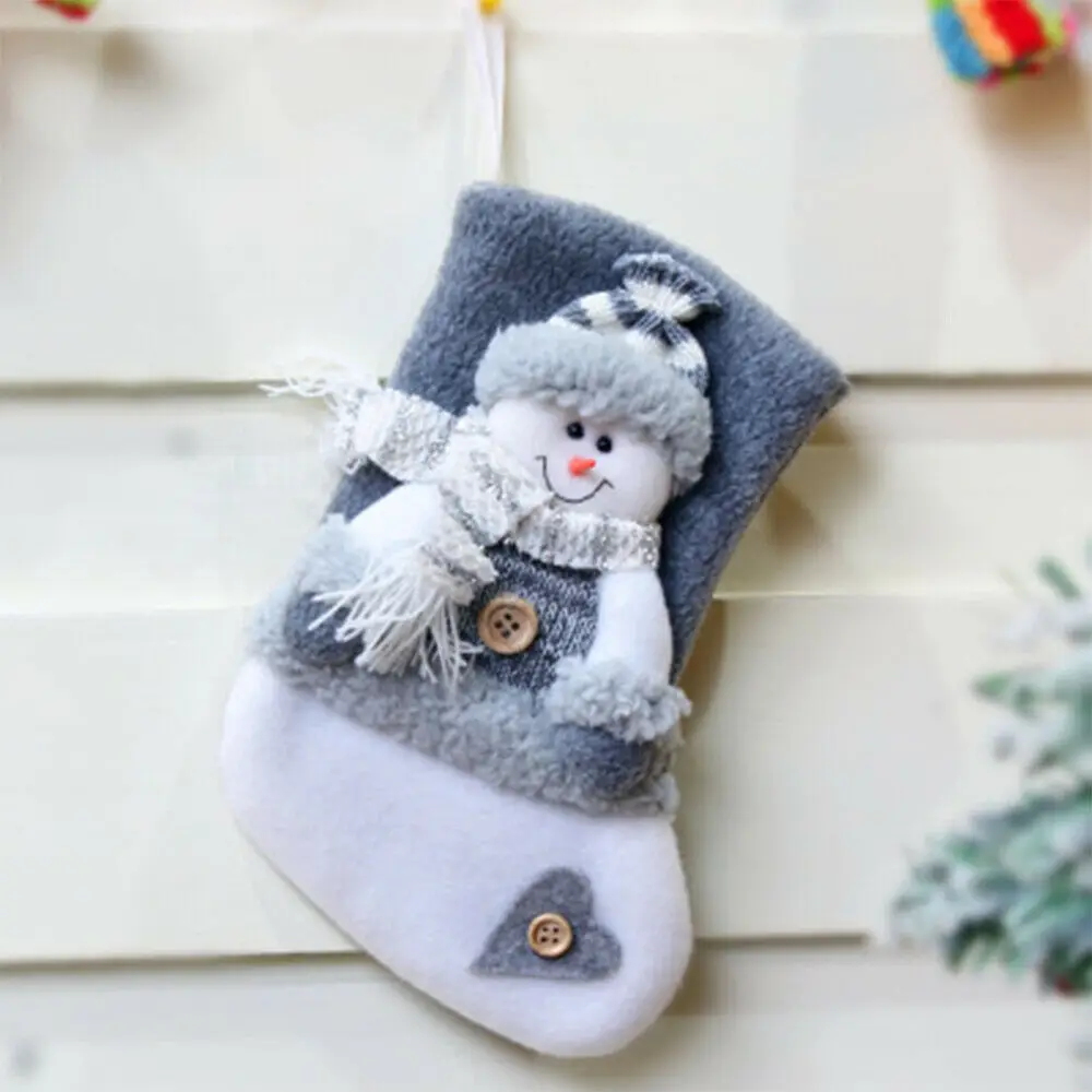 Подвеска в виде Санта-Клауса, снеговика, рождественские украшения, новогодние носки, рождественские украшения для дома, Рождественские елочные украшения, серый цвет - Цвет: Snowman