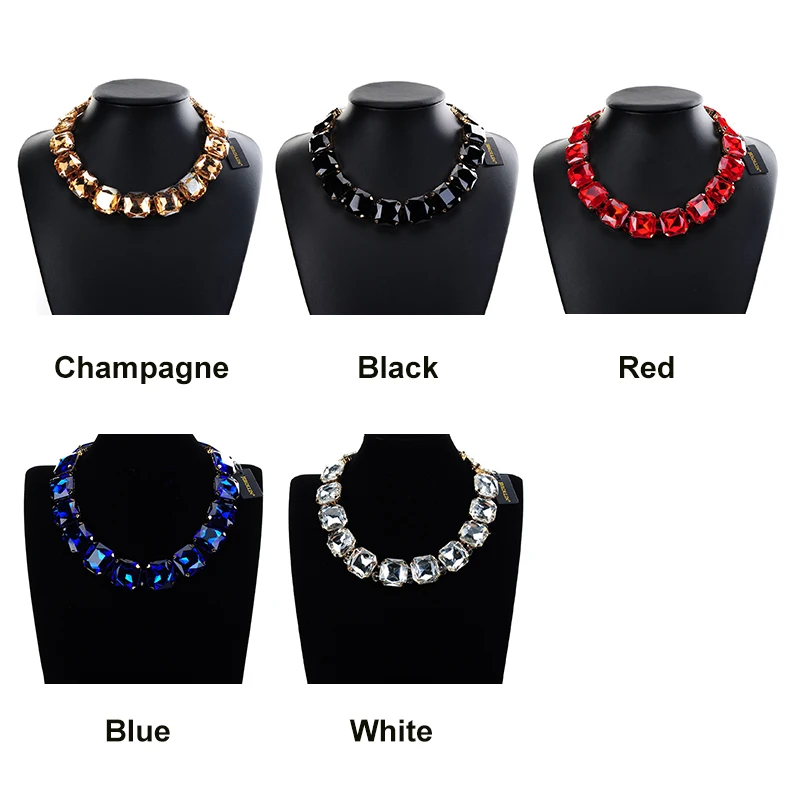 Женское Ожерелье чокер с квадратными очками 5 цветов|bib necklace|fashion necklacenecklace fashion |