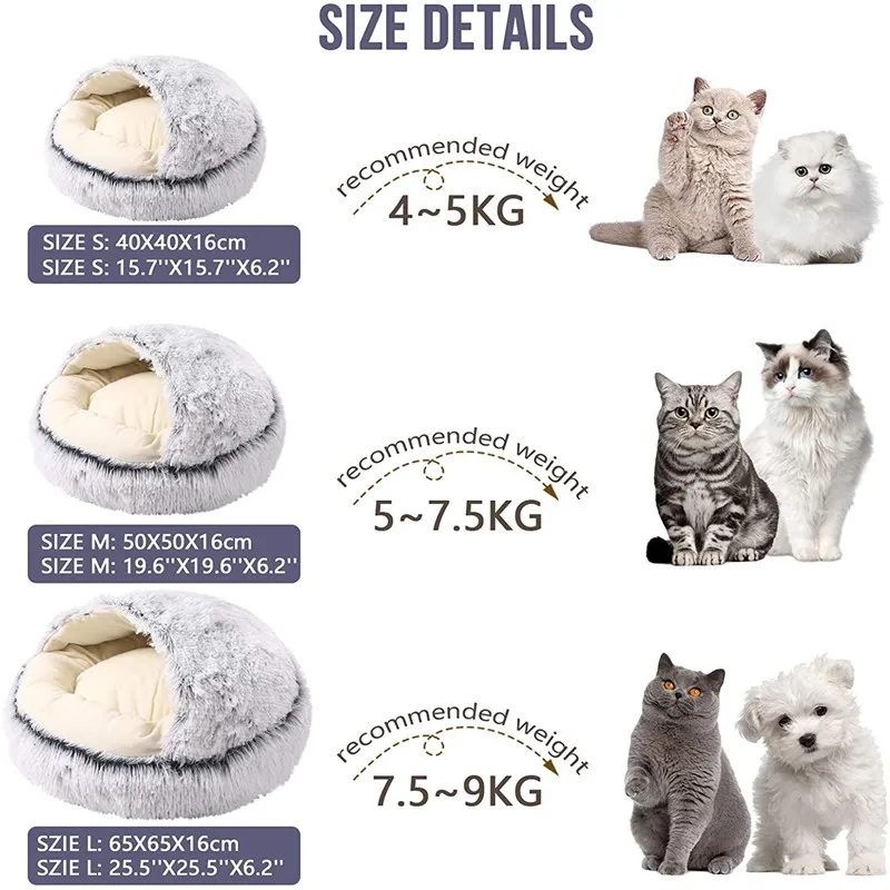 Top Warm Plush Pet Cat Bed Round Cat Cushion House 2 In 1 Warm Basket Pet Sleep Bag Nest Kennel For dog