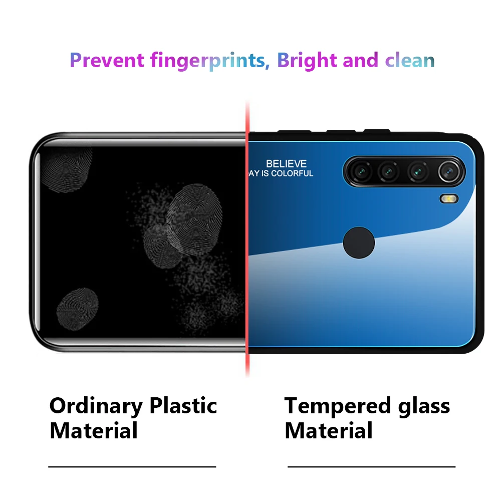 Для Xiaomi Redmi Note 8 Pro Чехол из закаленного стекла роскошный градиент Мягкий силиконовый чехол для xiomi Redmi Note 8 чехол