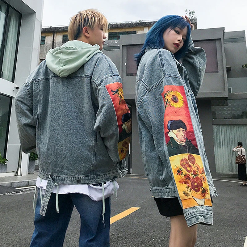 Осень 2021 пальто с принтом в стиле хип хоп джинсовые куртки для женщин уличная