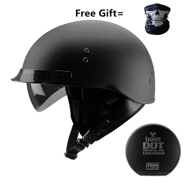 Black Vintage Motorcycle Helmet Open Face Helmet Dot Approved Half Helmet Retro Moto Casco Capacete Motociclistas Capacete MATTE BLACK