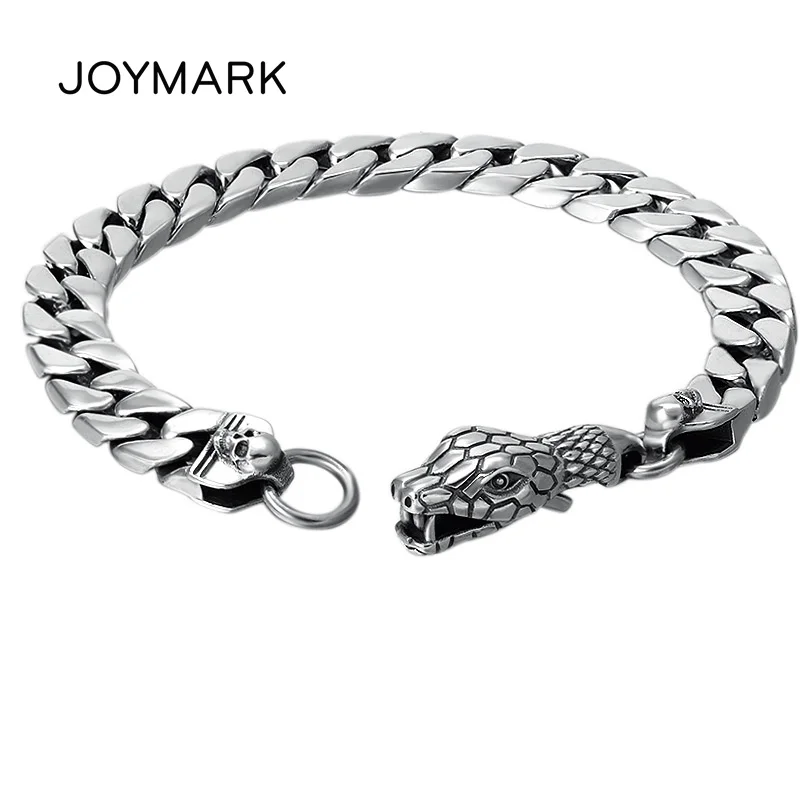 Snake Head Buckle 925 Silver Chain 