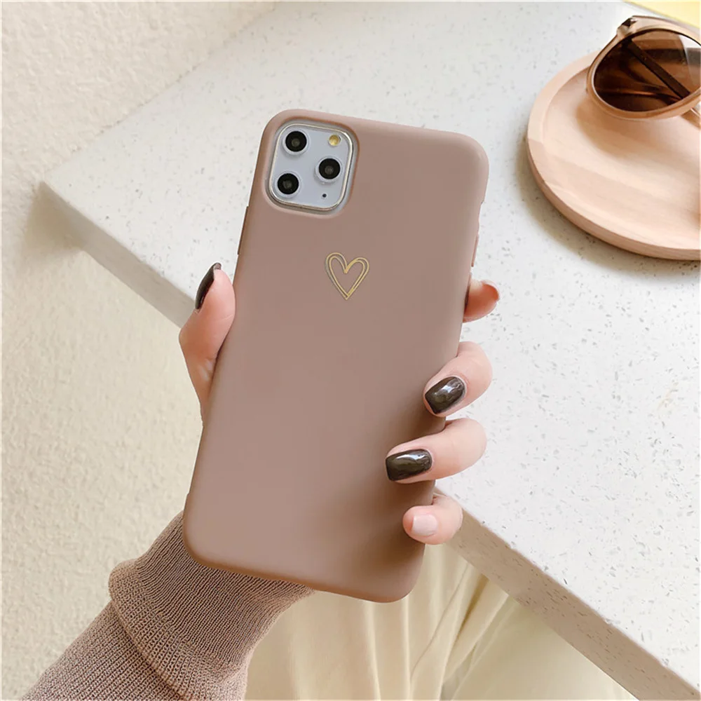 N1986N чехол для телефона для iPhone 11 Pro X XR XS Max 6 6s 7 8 Plus Модный милый мультяшный Золотое любовное сердце Мягкий ТПУ чехол для iPhone 11