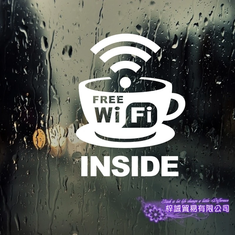 DCTAL Coffee Shop WiFi Cup Sticker Decal Cafe Poster Vinyl Art Wall Decals Pegatina Decor Mural Coffee Sticker