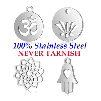 

10 Pieces OM Yin Yang Yoga Hamsa Hand Charm Wholesale 100% Stainless Steel High Polished DIY Jewelry Finding Pendant