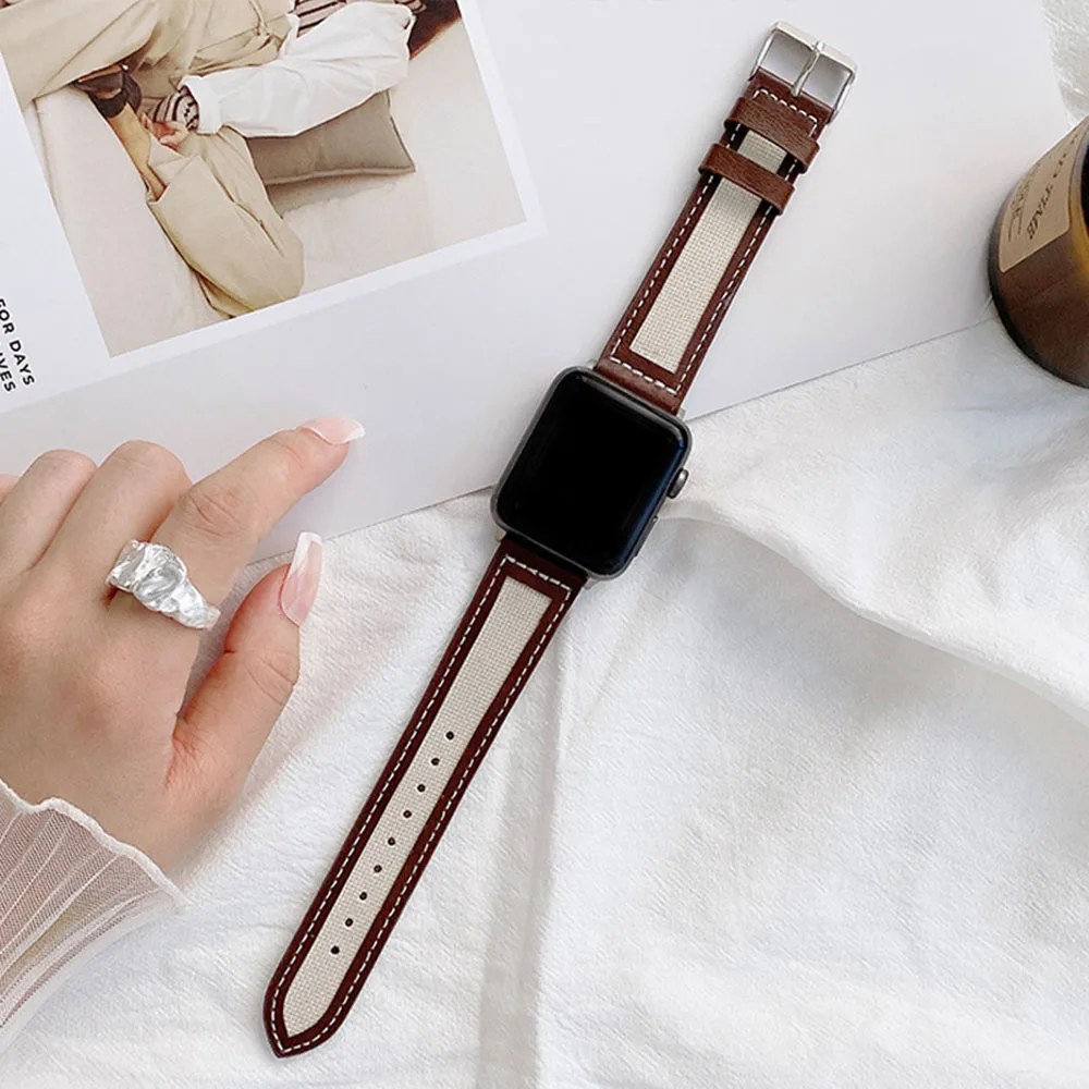 Newest Soft Leather Strap for Apple Watch Wool fleece Band 38mm 42mm 40mm  44mm for iwatch 45mm 41mm SE1 2 3 4 5 6 7 Cosy Correa - AliExpress