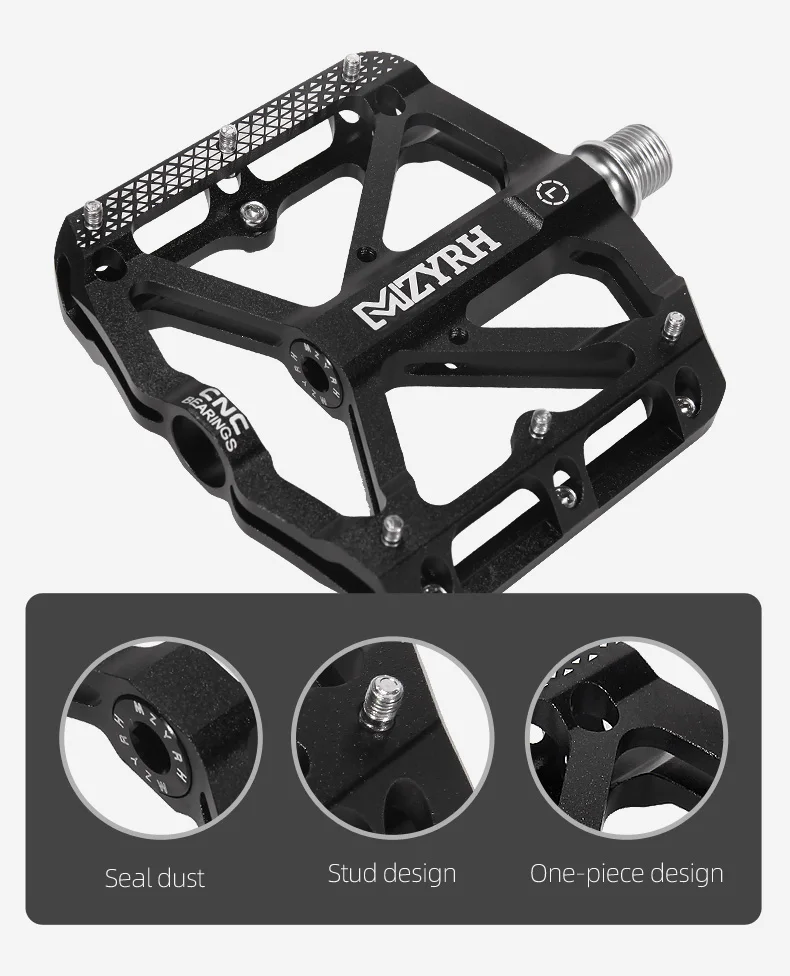 MZYRH 3 Bearings Bike Pedals Non-Slip MTB Pedals Aluminum Alloy Flat Applicable Waterproof Cycling Accessories