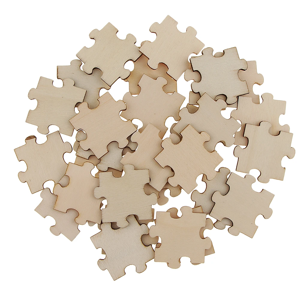 50 Pieces Blank Wooden Puzzle 