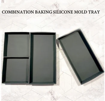

4 pieces non-stick easy-to-wash safe pizza cake silicone baking tray multi-function grid cooking separation kitchen baking tray