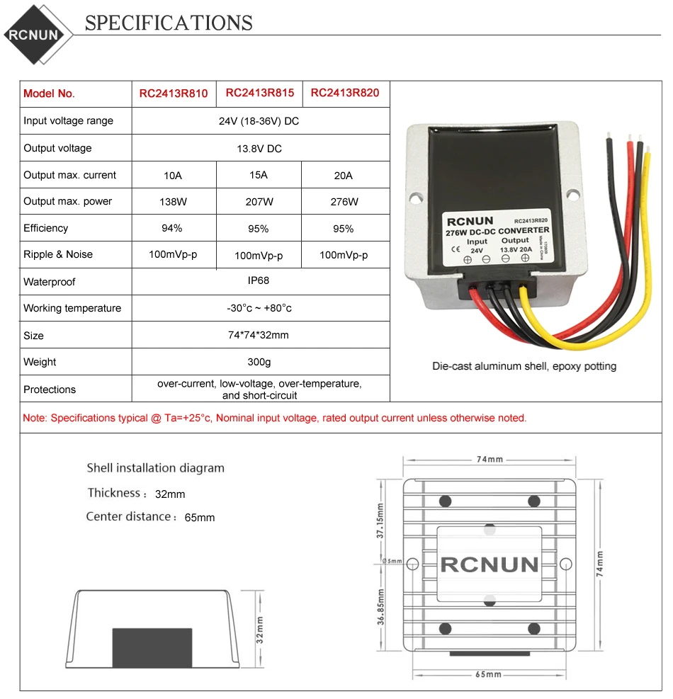 24V до 13,8 V 5A 10A 15A 20A 30A 40A 50A 60A 80A 100A Вт конвертер постоянного/переменного тока для ступенчатого понижения понижающий стабилизатор напряжения для автомобиля грузовик