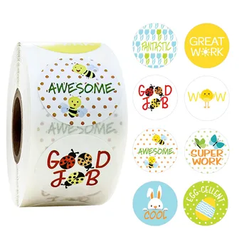 

500pcs cartoon animals reward stickers teacher Motivational kids sticker school student encouragement sticker "wow""cool" words