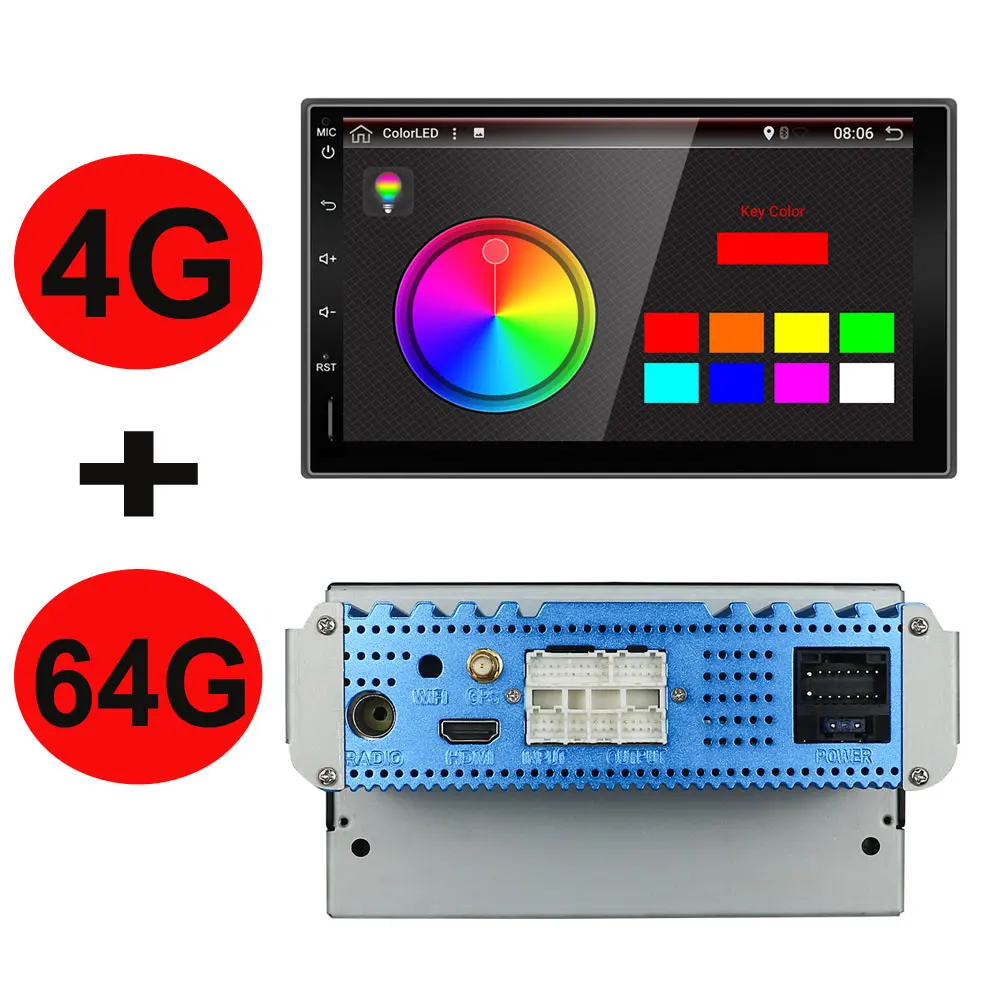 Автомобильный радиоприемник 1 Din Android 9,0 Универсальный 4G ram 64G rom HDMI Стерео gps навигация в тире ПК видео wifi USB 1din BT