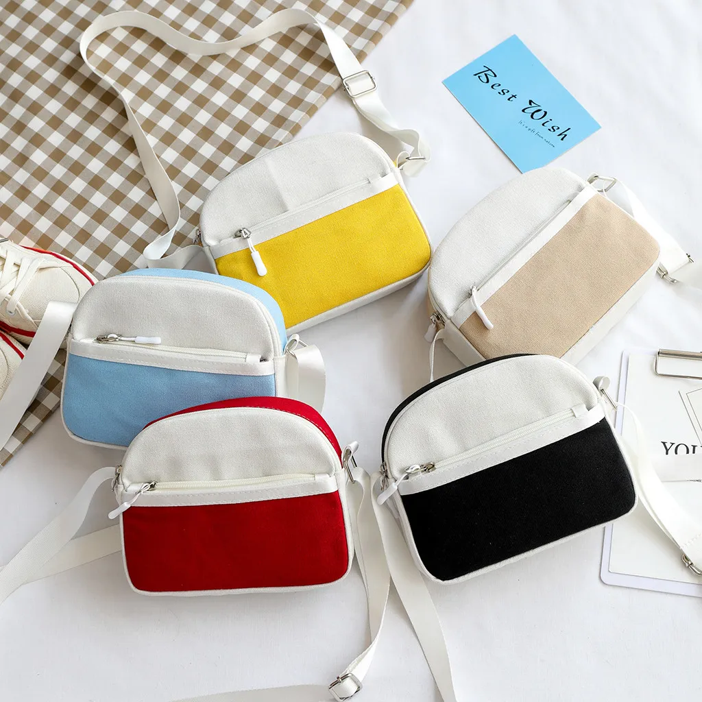 

15# Women Shoulder Bag Women Contrast Color Cute Student Canvas Bag Versatile Shoulder NEW Messenger Bags sac main femme