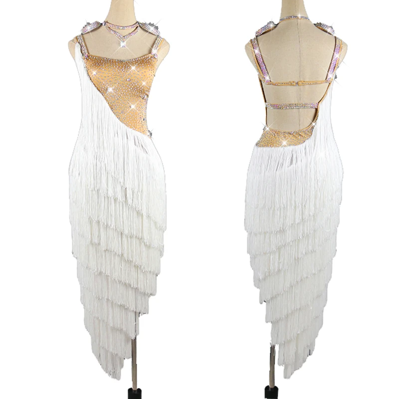 Latin Dance Dress White Fringe Dress ...