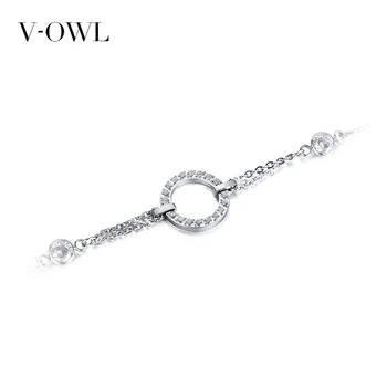 

V-Owl Simple Stainless Steel Zircon Bracelet Non-Fading Non-Allergic Taigang Bracelet Stainless Steel Jewelry Titanium