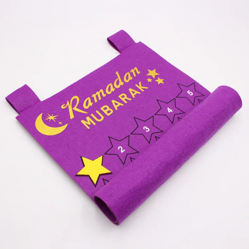 Leeiu Moon Star Eid Mubarak Banner Рамадан Kareem обратный отсчет фетровый календарь ИД