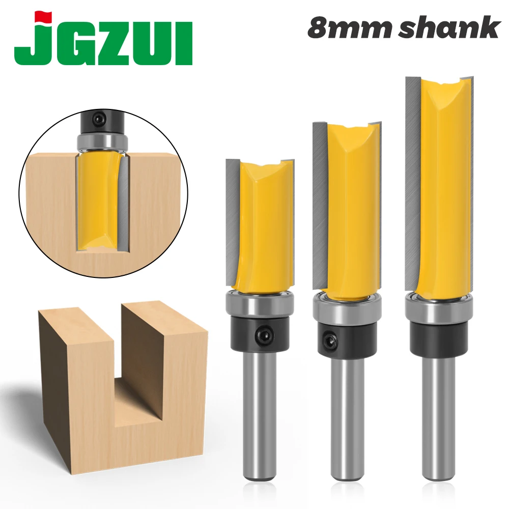 2 Pieces 8mm Shank Flush Trim 3/8 Inch W x 2 inch H Router Bit Shank Bearing