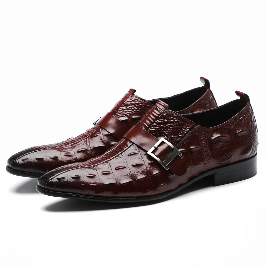 

Popular MEN'S SHOES Genuine Leather Crocodile Pattern Men Business Formal Wear Trend Buckle Pointed-Toe MEN'S SHOES Thin Sole Ca