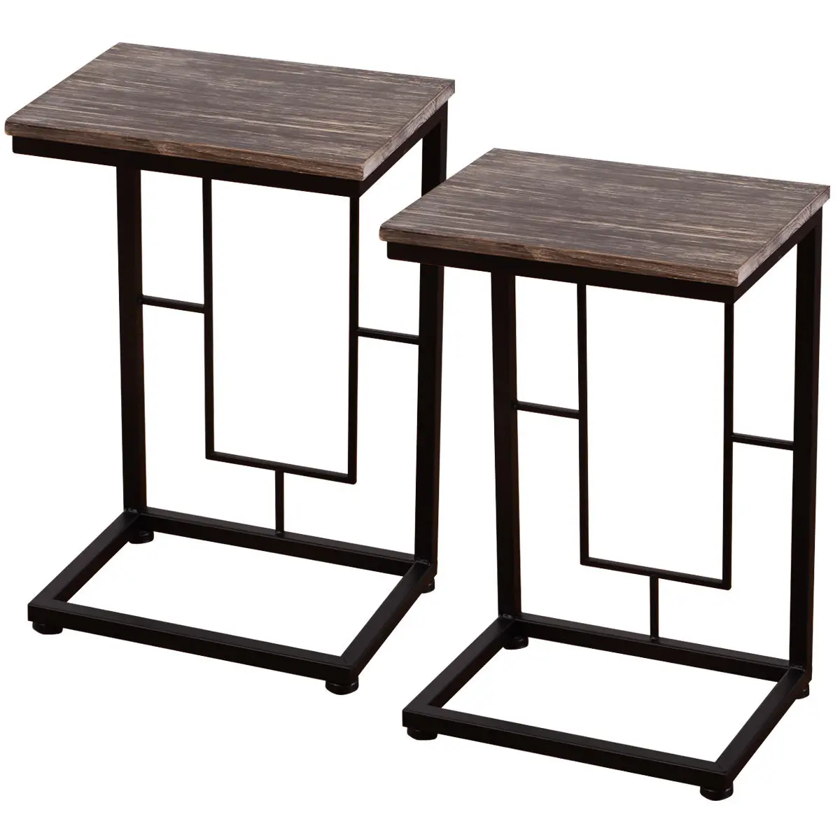 

Costway 2PCS 21.7'' Solid Antique Wood Coffee Tray Side Sofa End Table Ottoman Couch Stand TV Lap