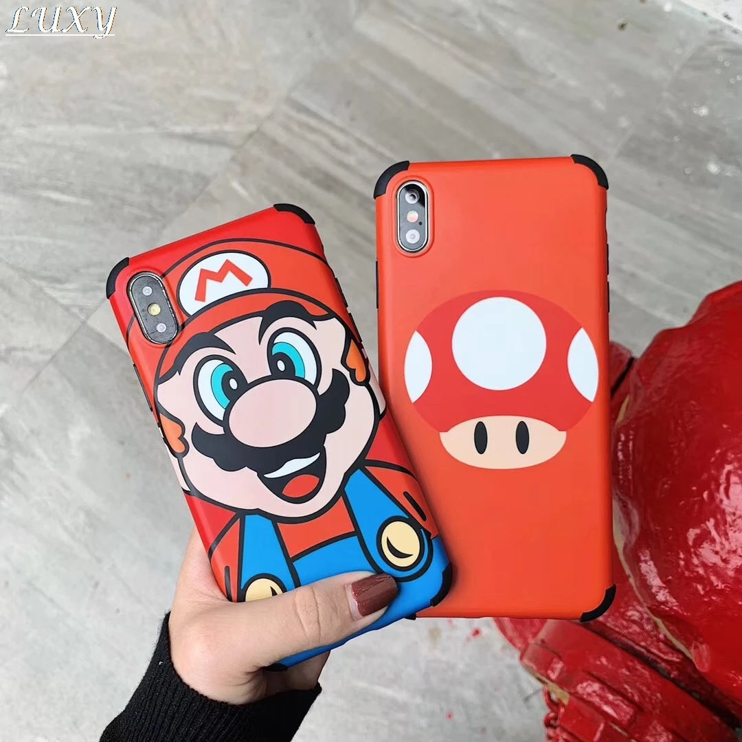 

Cute Cartoon Classic game Marios mushroom cover for Apple iPhone 7 7plus 6 s 8 Plus X XS Max Xr Back cover protects hard coque