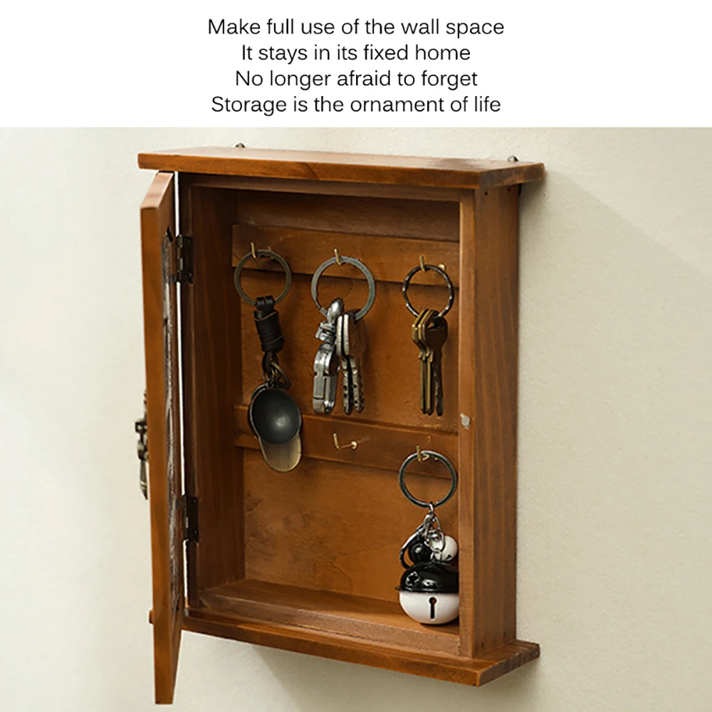 Wall Mounted Wooden Key Letter Holder Storage Box Hanger Shelf Hook Home Decor Home Décor IN1922981