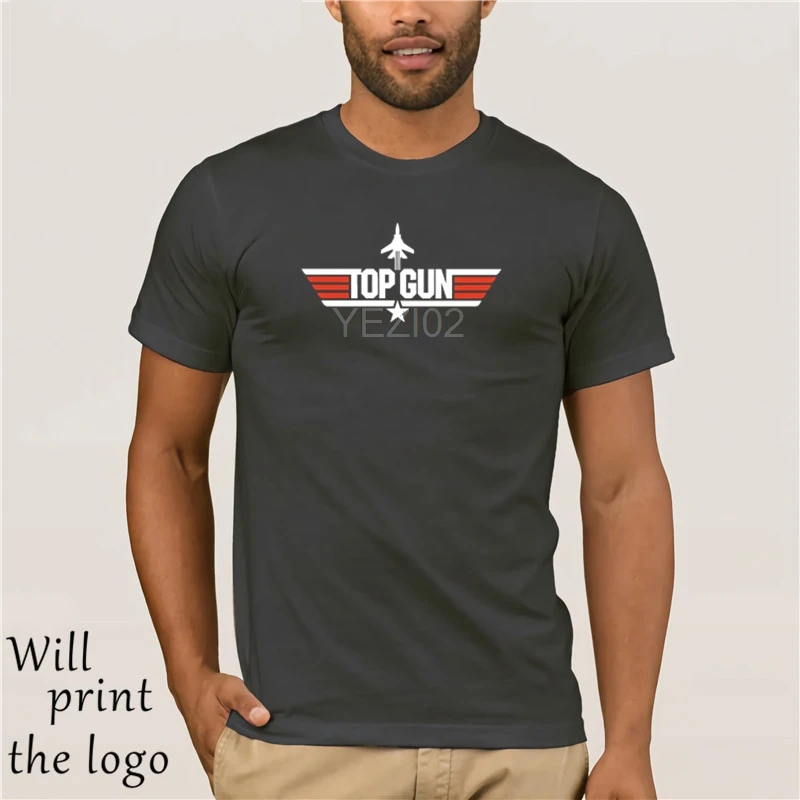 Мужская футболка с логотипом Top Gun-официальная Лицензионная футболка TopGun+ обратная печать - Цвет: charcoal gray