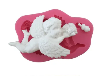 

200pcs/lot Arrival Cute Angel Boy With Electronic Organ Shape 3D Silicone Cake Mold Fondant Cake Tools For Cupcake