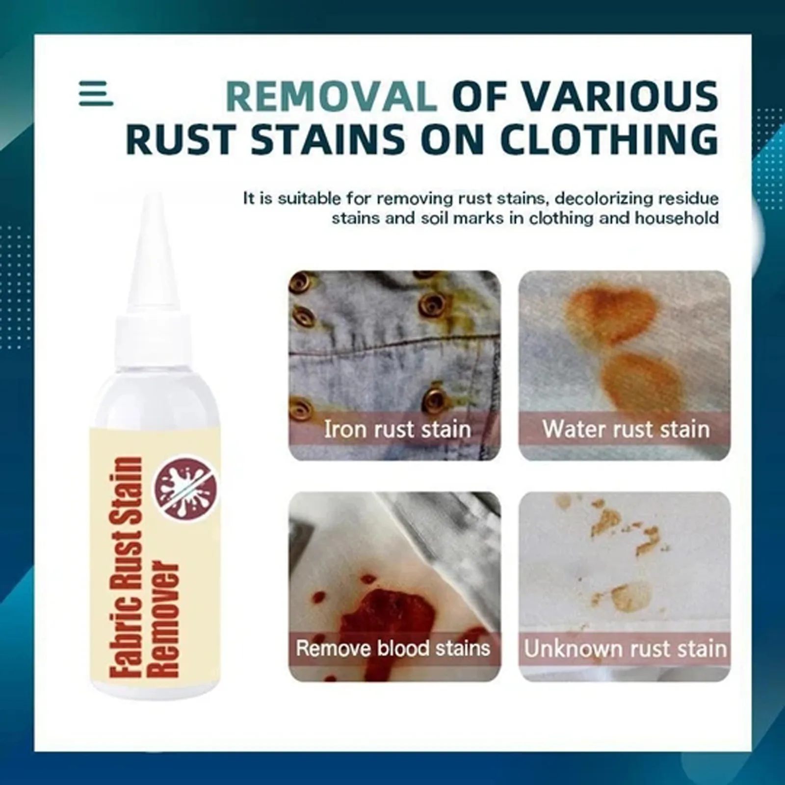 Fabric Rust Stain Remover Multi purpose Clothes Cleaner Drop Clothing