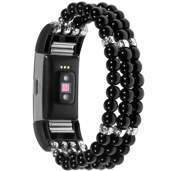

Women Band For Fitbit Charge 2 Replacement elastic Pearl Bracelet Strap For Fitbit Charge fitness smart Wristband Accessories