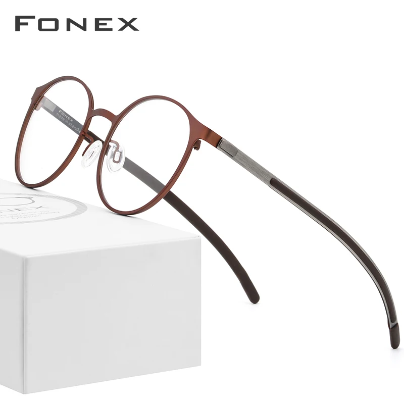 FONEX, сплав, оптические очки по рецепту, мужские, Ретро стиль, круглые очки для близорукости, оправа для женщин,, металлическая оправа, Безвинтовые очки 984