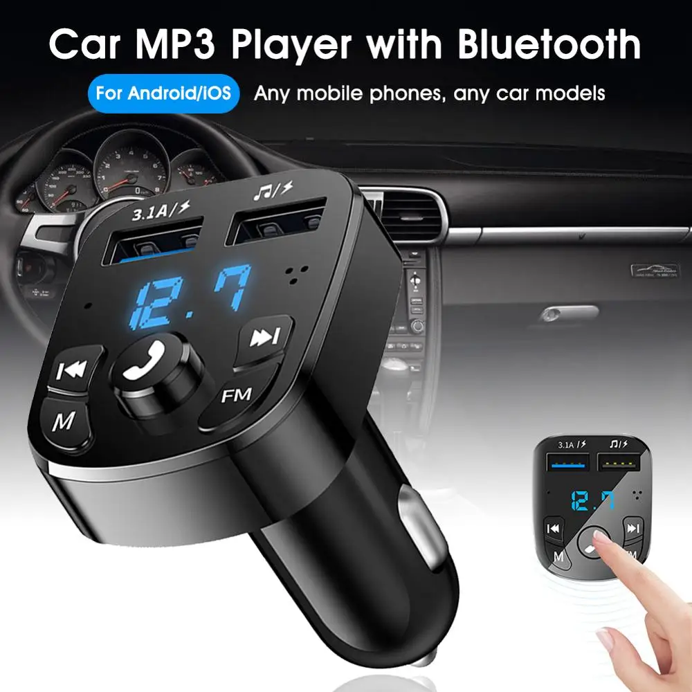 

Car Bluetooth 5.0 FM Transmitter Wireless Handsfree Audio Receiver Auto MP3 Player 3.1A Dual USB Fast Charger Car Accessories