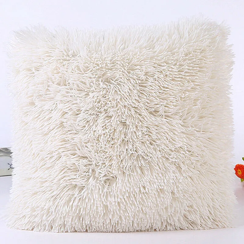

Plush Square Pillow Case Room Waist Throw Cover Solid Furry Cover Home Bed Pillow Cover Hot Seller