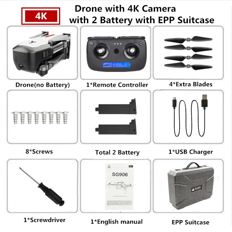 ZLRC SG906 gps Дрон 4K Квадрокоптер с 5G Wifi FPV камерой бесщеточный Дрон селфи складной Квадрокоптер VS SJRC F11 Pro X9 B4W - Цвет: W8 4K 2B EPP Box