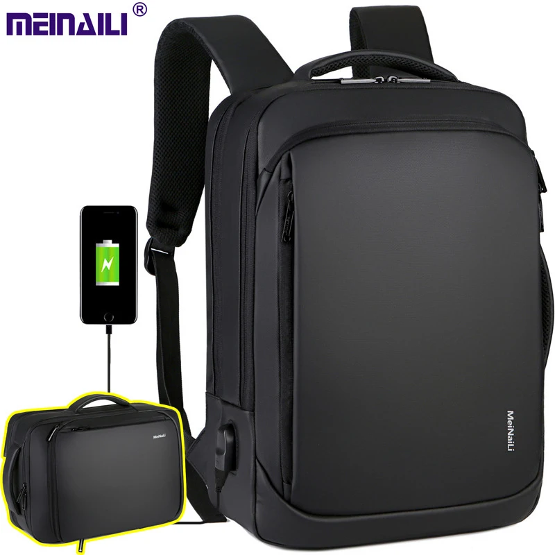  2019 Mens USB Charging Backpack 14 15.6 inch Laptop Bags Male Business Bagpacks Waterproof Multifun - 32993465146