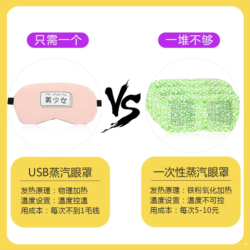 

Steam Eye Mask USB Charging Heating Moxa Mitigate Eyestrain Men And Women Pajama Shade Eye Protection Dark Circles
